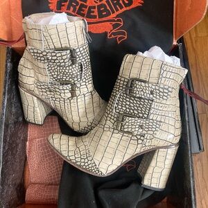 Freebird Cream and Brown Ankle Boots